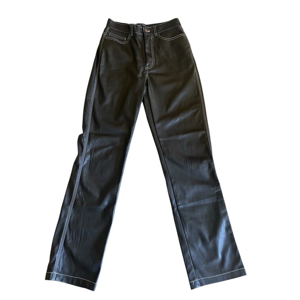 Silence + Noise Black Straight Leg Faux Leather Pants